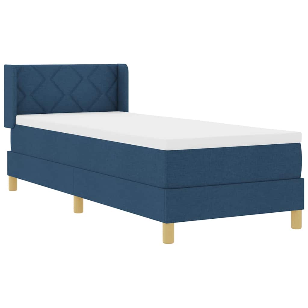 Postel S Boxspringem S Čelo Modrá 200 X 80 Cm Textil