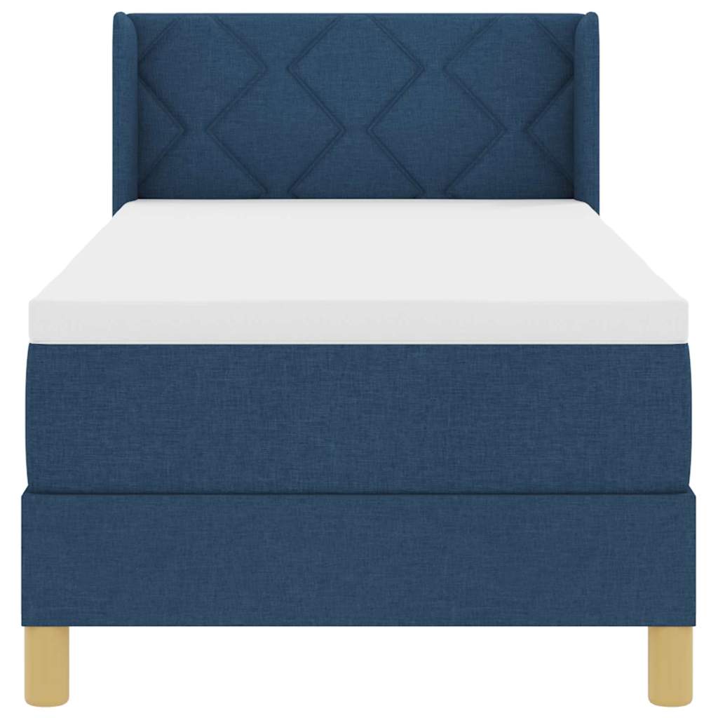 Postel S Boxspringem S Čelo Modrá 200 X 80 Cm Textil