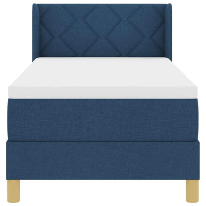 Postel S Boxspringem S Čelo Modrá 200 X 80 Cm Textil