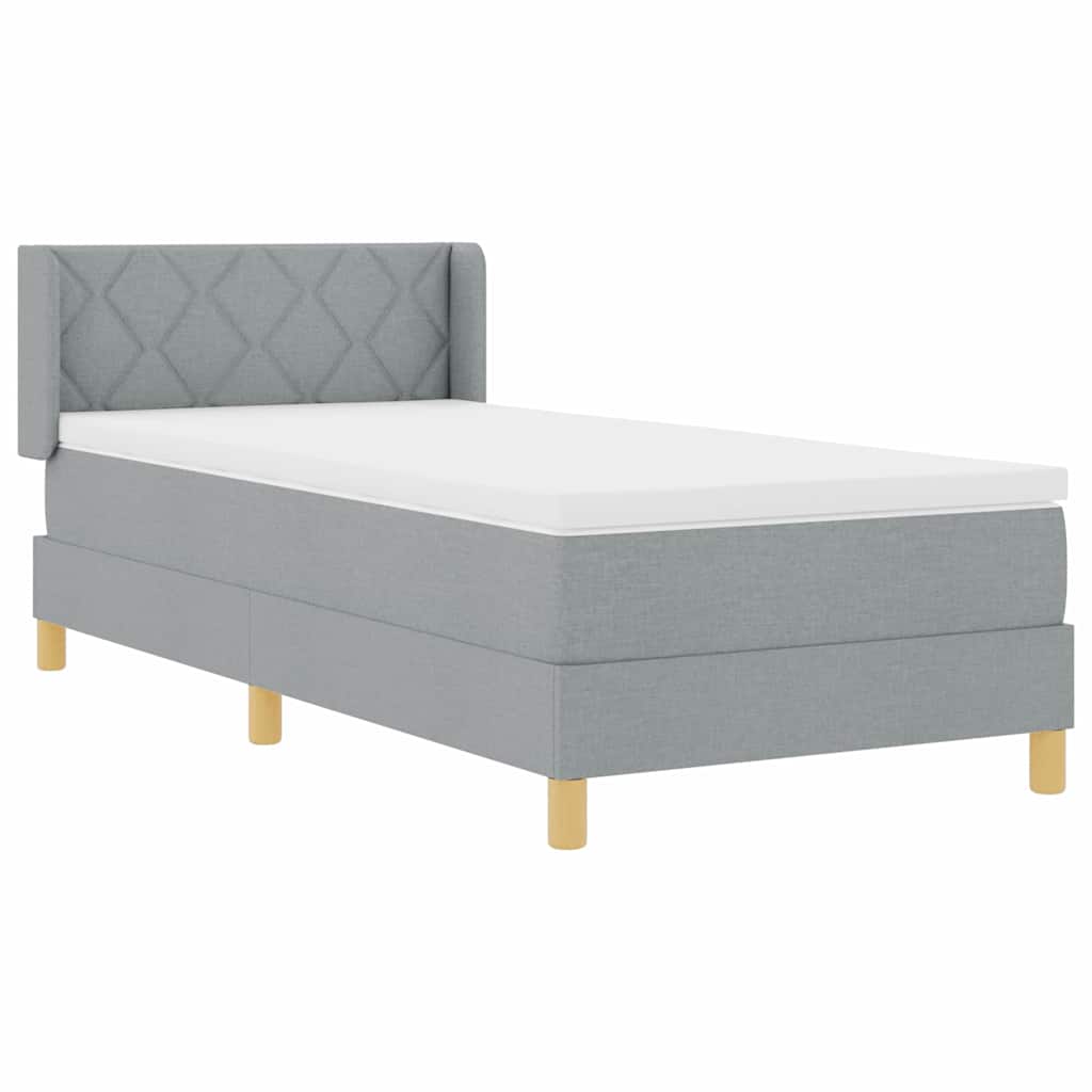 Postel S Boxspringem S Čelo Světle Šedá 190 X 90 Cm Textil