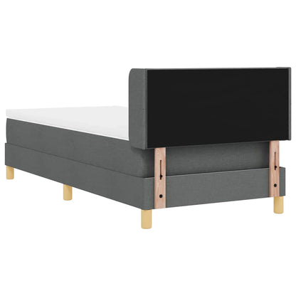 Postel S Boxspringem S Čelo Tmavě Šedá 190 X 90 Cm Textil