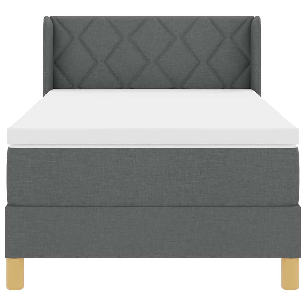 Postel S Boxspringem S Čelo Tmavě Šedá 190 X 90 Cm Textil