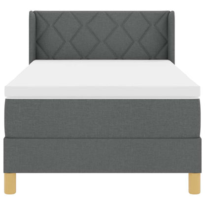 Postel S Boxspringem S Čelo Tmavě Šedá 190 X 90 Cm Textil