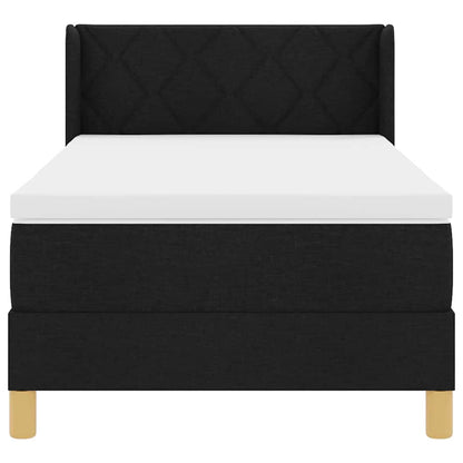 Postel S Boxspringem S Čelo Černá 190 X 90 Cm Textil