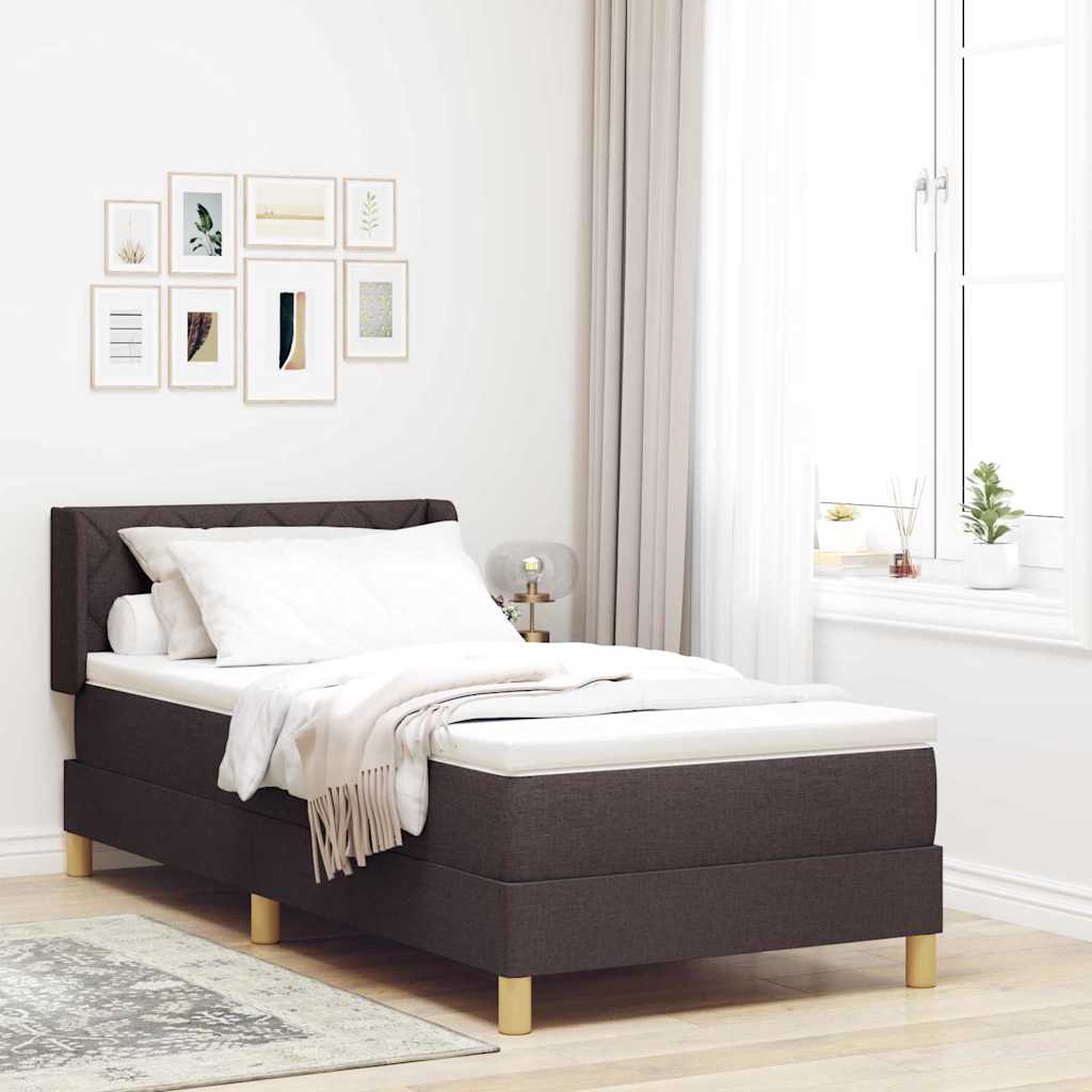 Postel S Boxspringem S Čelo Tmavě Hnědá 190 X 90 Cm Textil