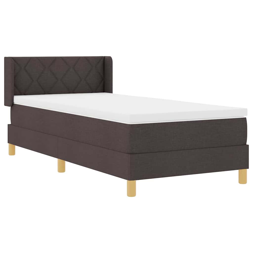 Postel S Boxspringem S Čelo Tmavě Hnědá 190 X 90 Cm Textil