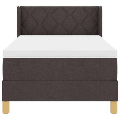 Postel S Boxspringem S Čelo Tmavě Hnědá 190 X 90 Cm Textil
