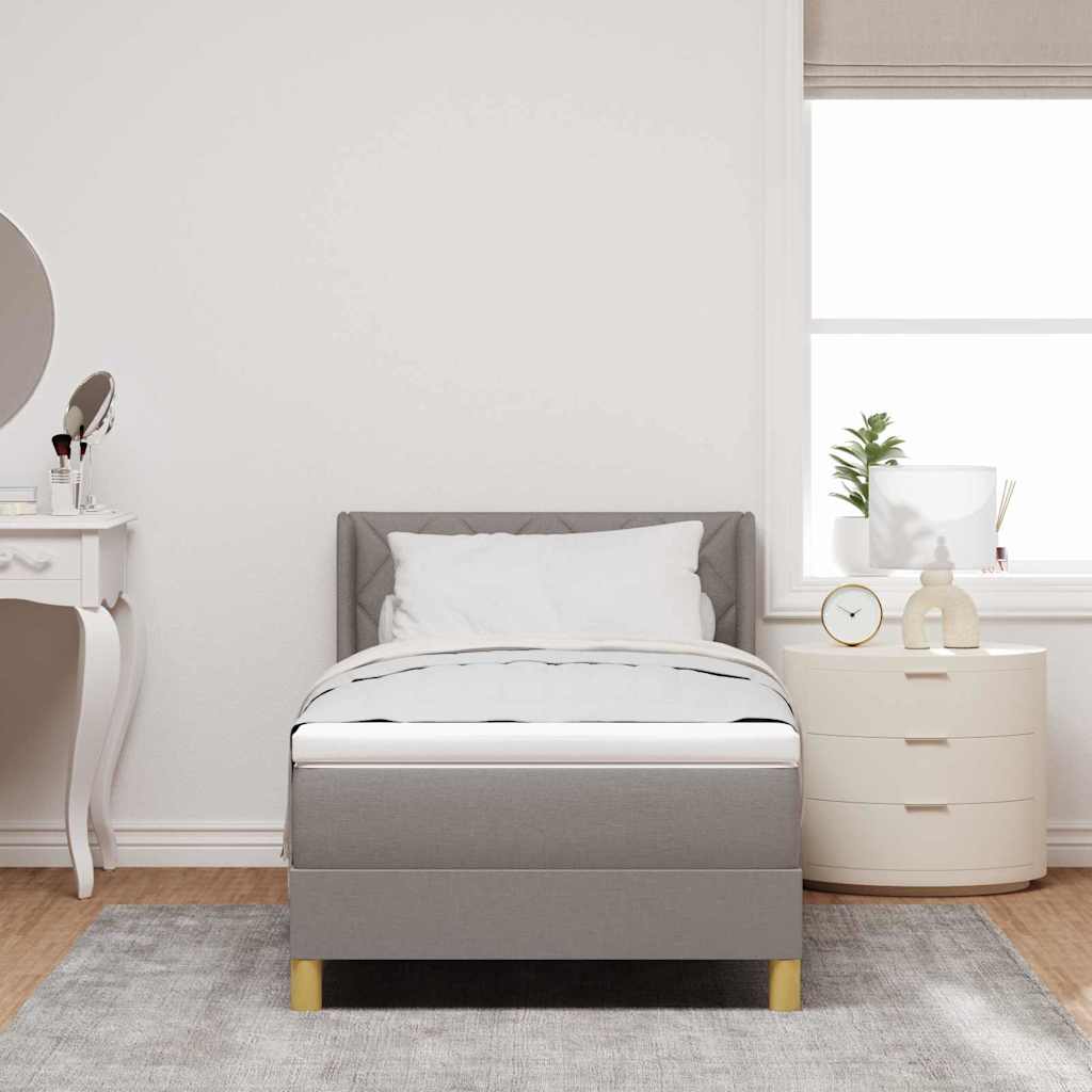 Postel S Boxspringem S Čelo Taupe 190 X 90 Cm Textil