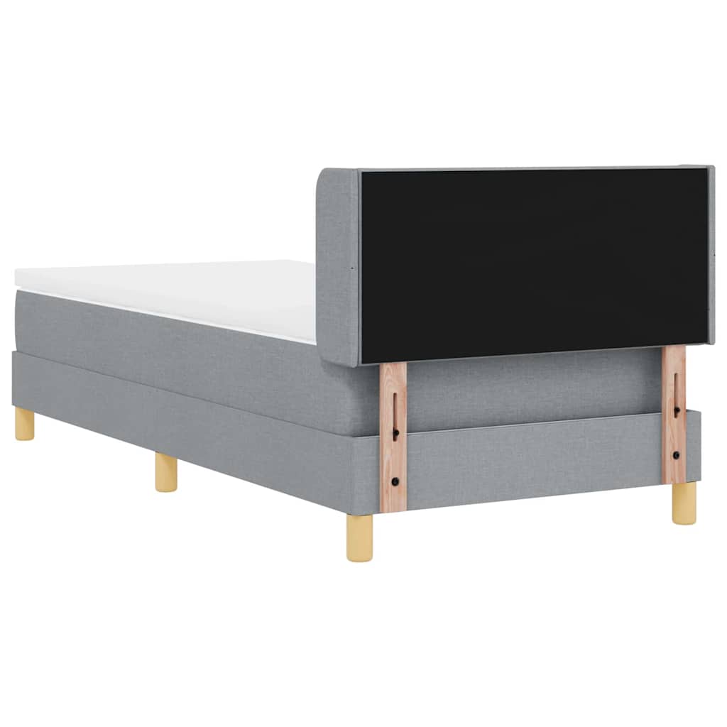Postel S Boxspringem S Čelo Světle Šedá 200 X 90 Cm Textil
