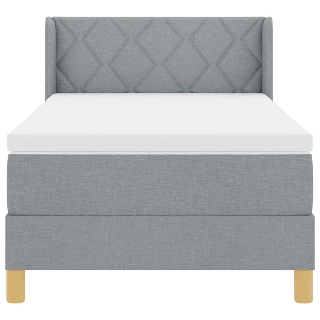 Postel S Boxspringem S Čelo Světle Šedá 200 X 90 Cm Textil