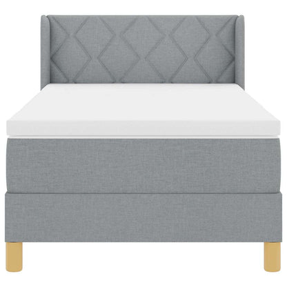 Postel S Boxspringem S Čelo Světle Šedá 200 X 90 Cm Textil