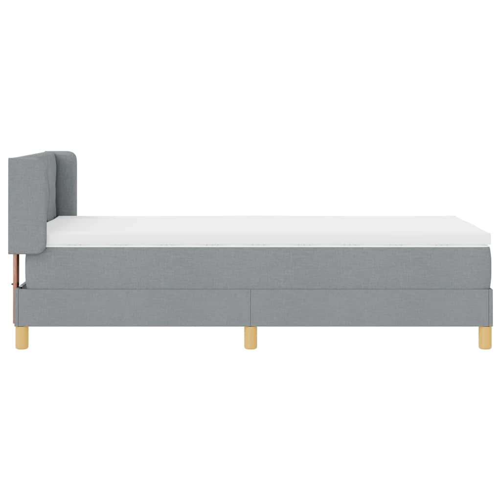 Postel S Boxspringem S Čelo Světle Šedá 200 X 90 Cm Textil
