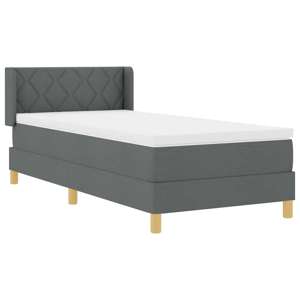 Postel S Boxspringem S Čelo Tmavě Šedá 200 X 90 Cm Textil