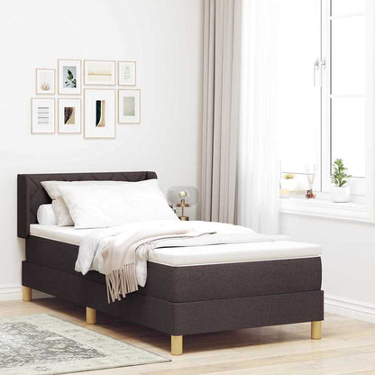 Postel S Boxspringem S Čelo Tmavě Hnědá 200 X 90 Cm Textil