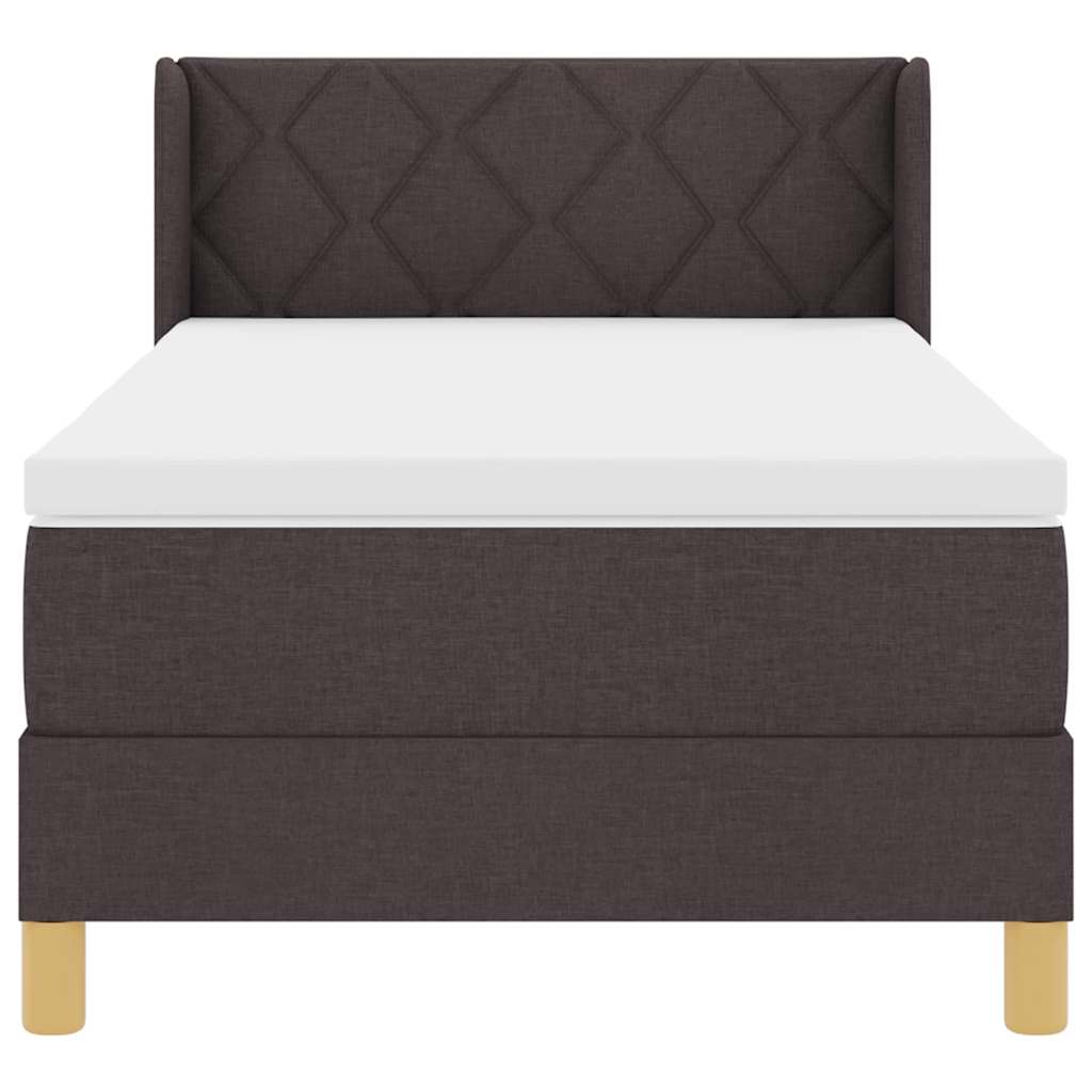 Postel S Boxspringem S Čelo Tmavě Hnědá 200 X 90 Cm Textil