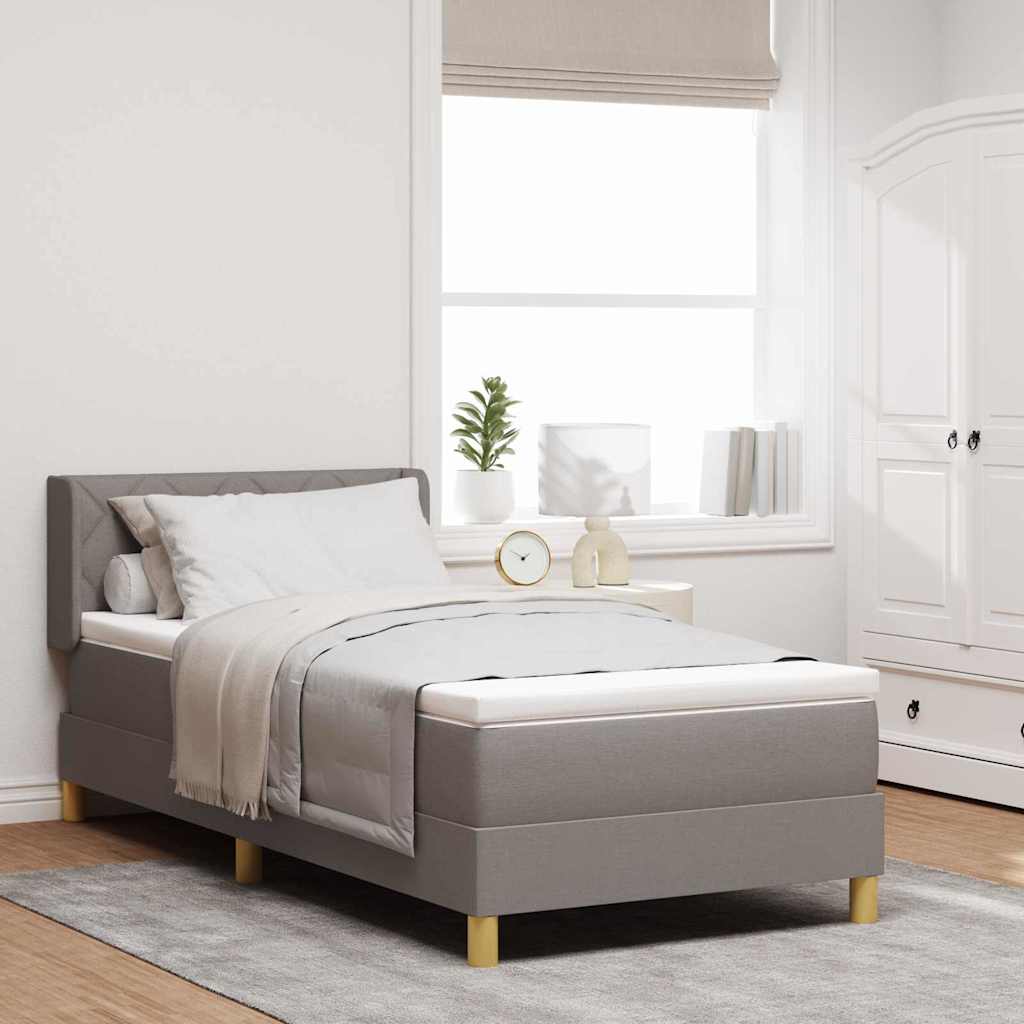 Postel S Boxspringem S Čelo Taupe 200 X 90 Cm Textil