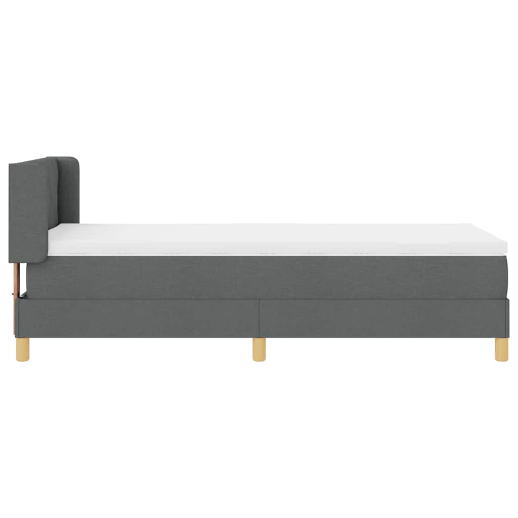 Postel S Boxspringem S Čelo Tmavě Šedá 200 X 100 Cm Textil