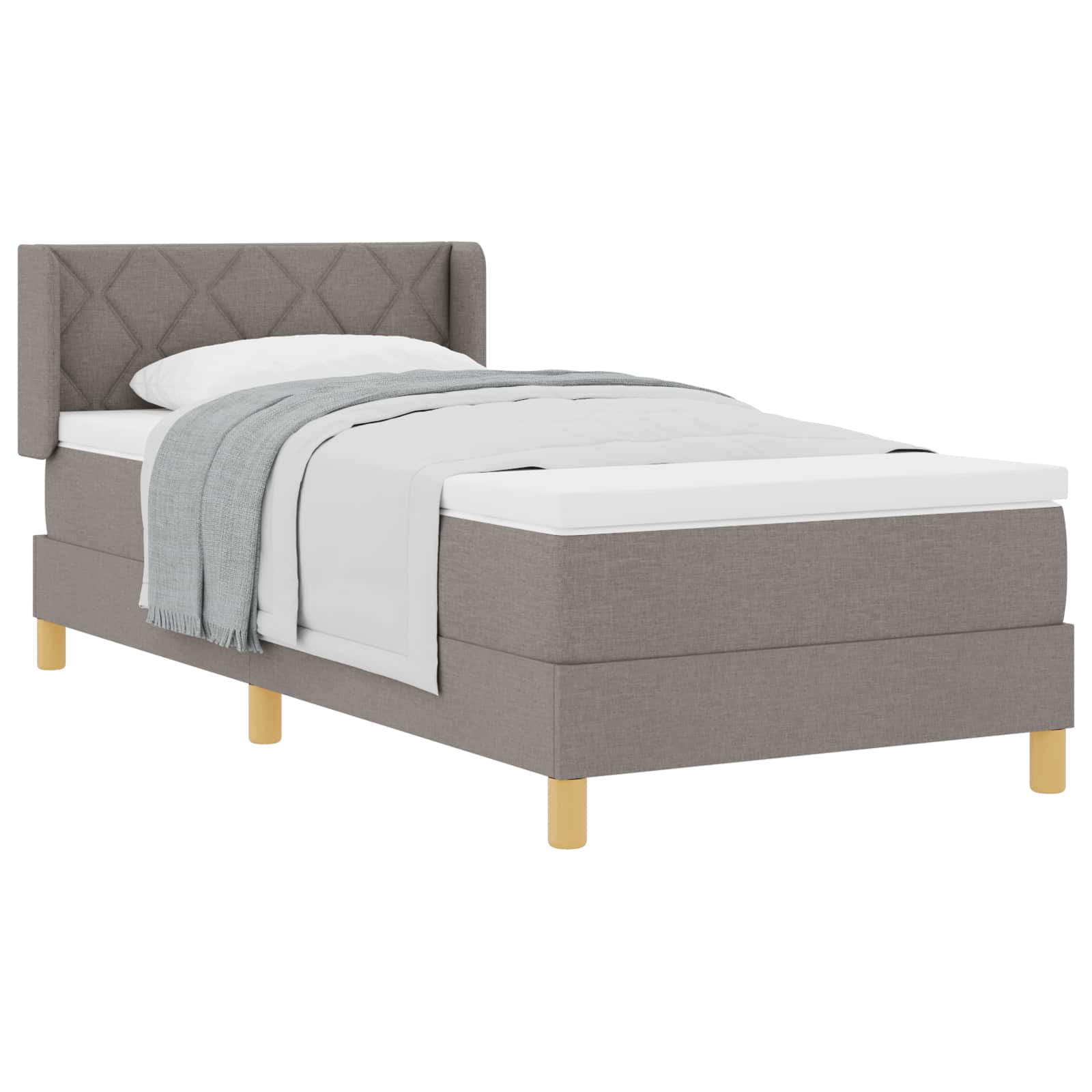 Postel S Boxspringem S Čelo Taupe 200 X 100 Cm Textil
