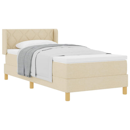 Postel S Boxspringem S Čelo Krémová 200 X 100 Cm Textil