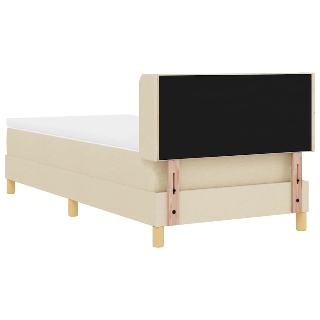 Postel S Boxspringem S Čelo Krémová 200 X 100 Cm Textil