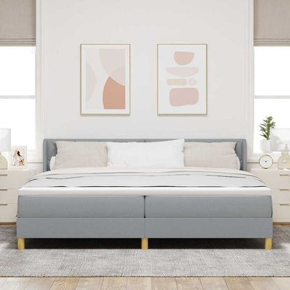 Postel S Boxspringem S Čelo Světle Šedá 200 X 200 Cm Textil