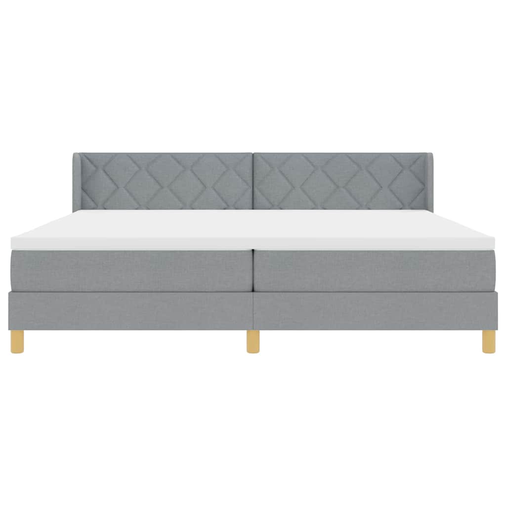 Postel S Boxspringem S Čelo Světle Šedá 200 X 200 Cm Textil