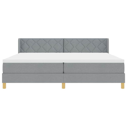 Postel S Boxspringem S Čelo Světle Šedá 200 X 200 Cm Textil