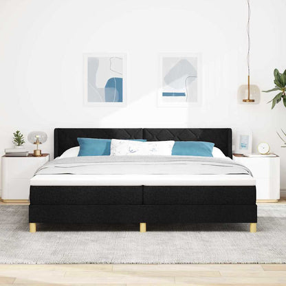 Postel S Boxspringem S Čelo Černá 200 X 200 Cm Textil
