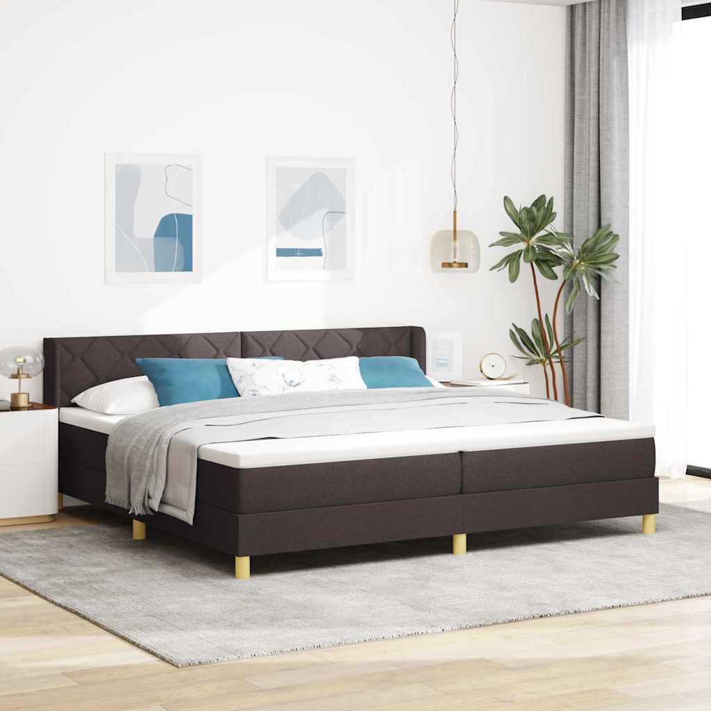 Postel S Boxspringem S Čelo Tmavě Hnědá 200 X 200 Cm Textil