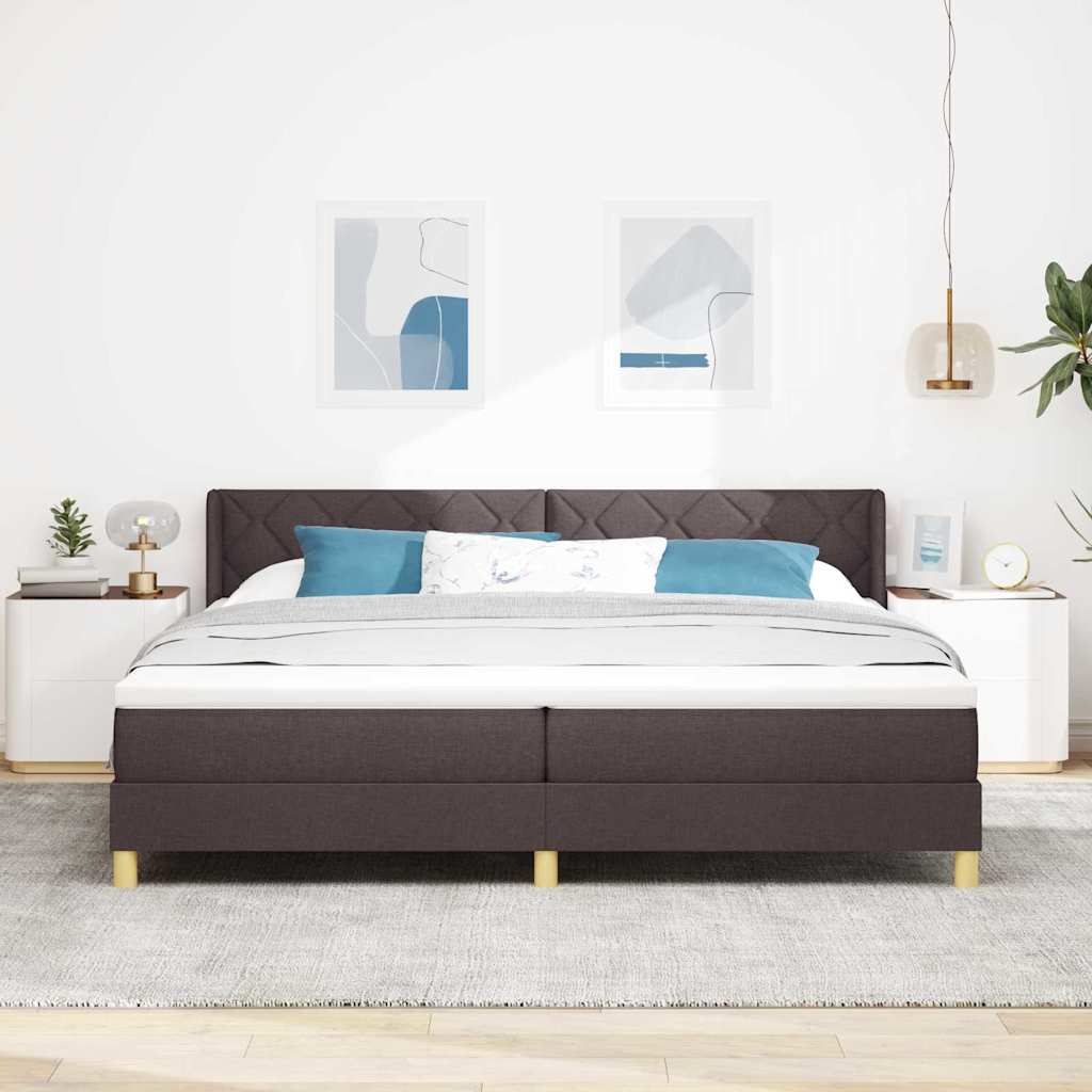 Postel S Boxspringem S Čelo Tmavě Hnědá 200 X 200 Cm Textil