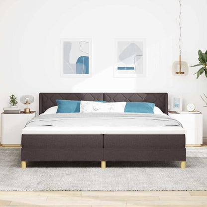 Postel S Boxspringem S Čelo Tmavě Hnědá 200 X 200 Cm Textil