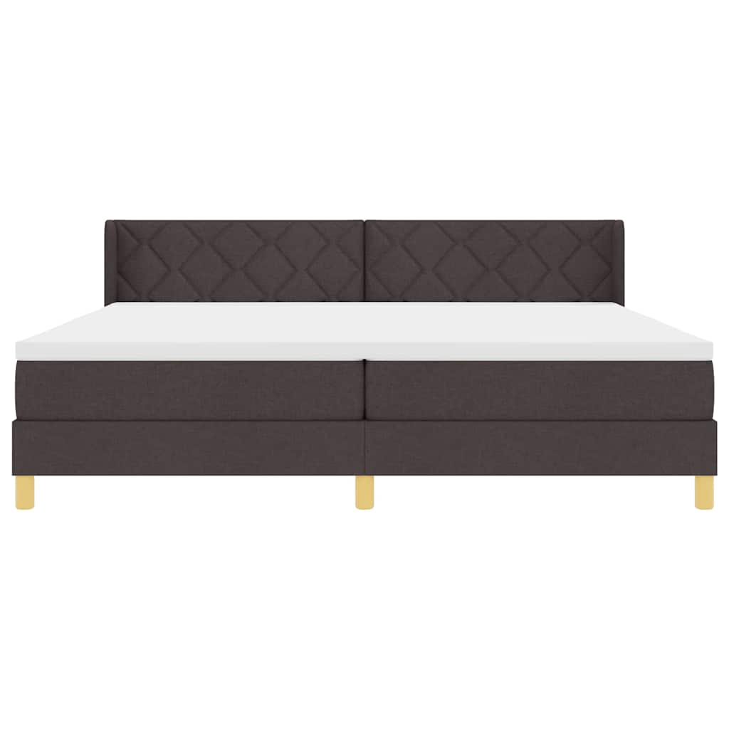 Postel S Boxspringem S Čelo Tmavě Hnědá 200 X 200 Cm Textil