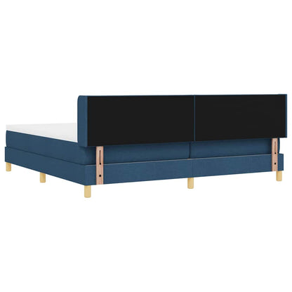Postel S Boxspringem S Čelo Modrá 200 X 200 Cm Textil