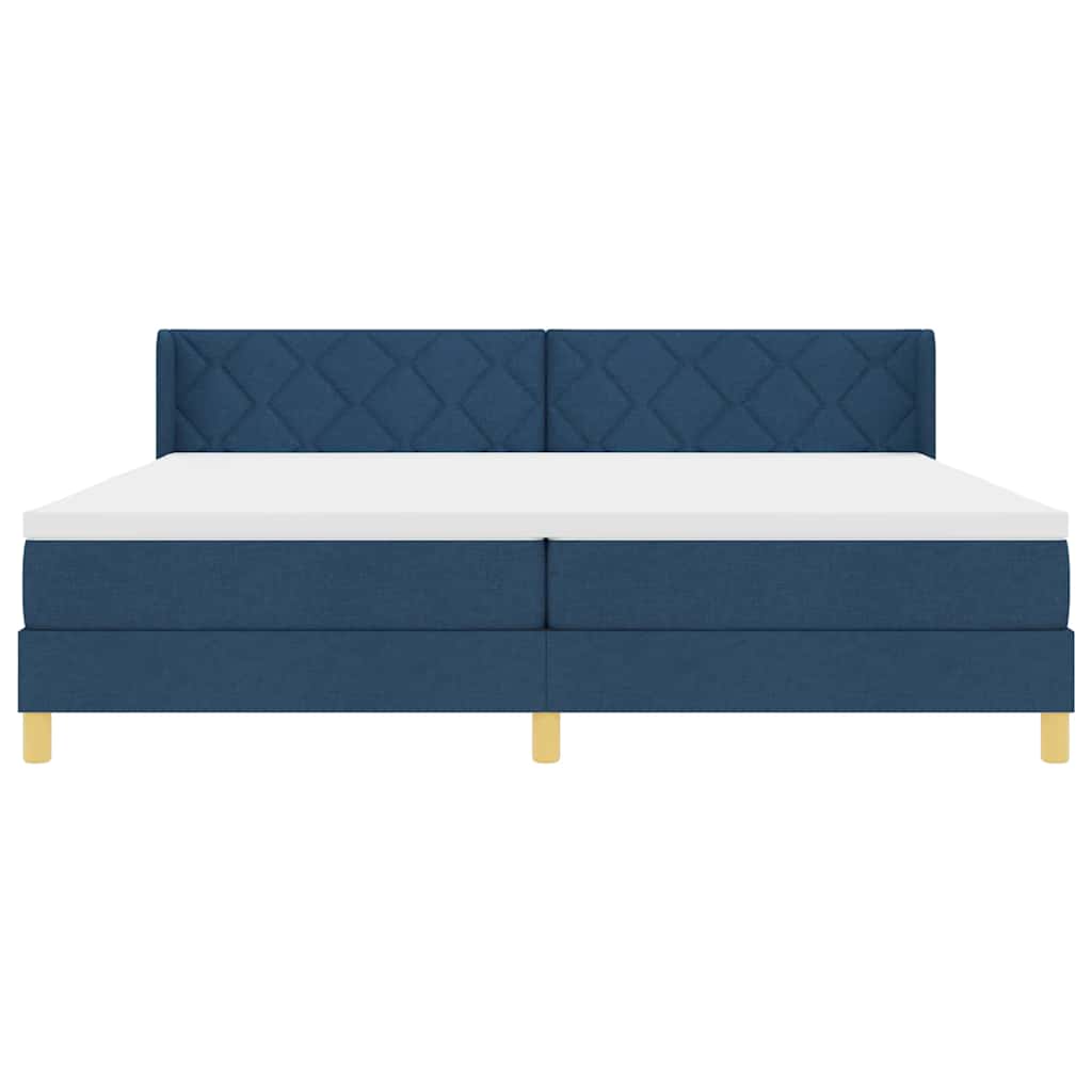 Postel S Boxspringem S Čelo Modrá 200 X 200 Cm Textil
