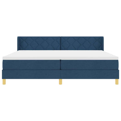 Postel S Boxspringem S Čelo Modrá 200 X 200 Cm Textil