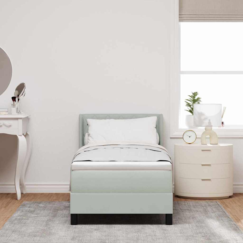 Postel S Boxspringem S Čelo Světle Šedá 200 X 80 Cm Samet