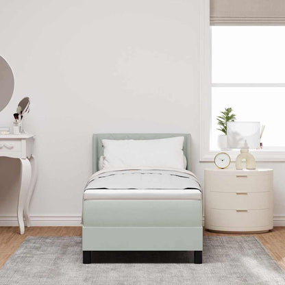 Postel S Boxspringem S Čelo Světle Šedá 200 X 80 Cm Samet