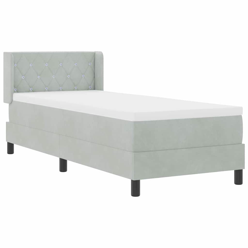 Postel S Boxspringem S Čelo Světle Šedá 200 X 80 Cm Samet