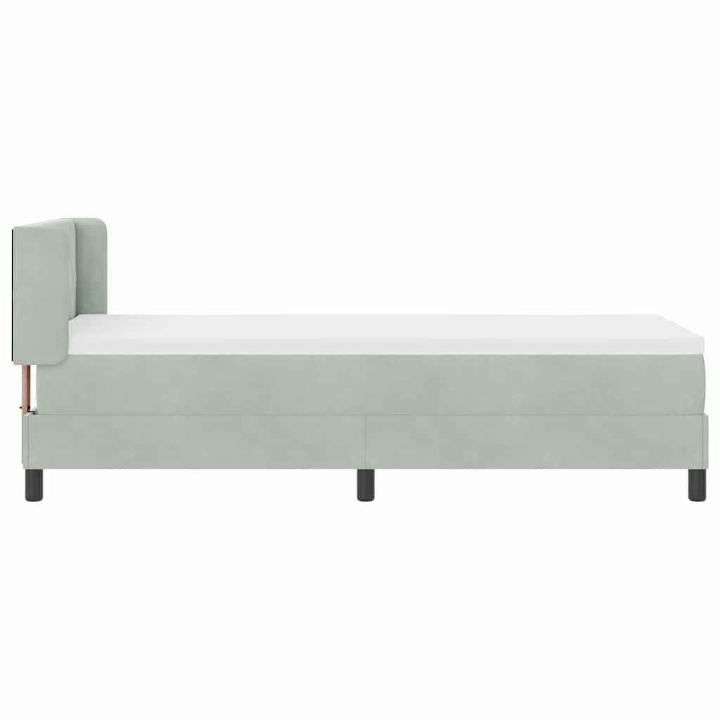 Postel S Boxspringem S Čelo Světle Šedá 200 X 80 Cm Samet