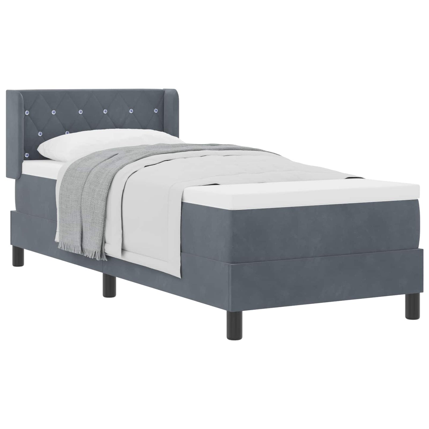 Postel S Boxspringem S Čelo Tmavě Šedá 200 X 80 Cm Samet