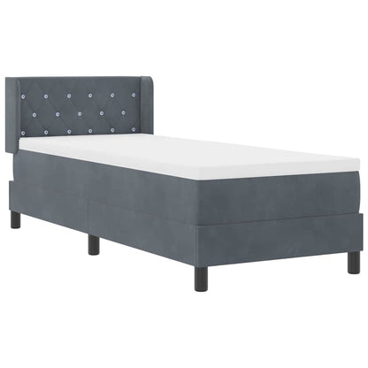 Postel S Boxspringem S Čelo Tmavě Šedá 200 X 80 Cm Samet
