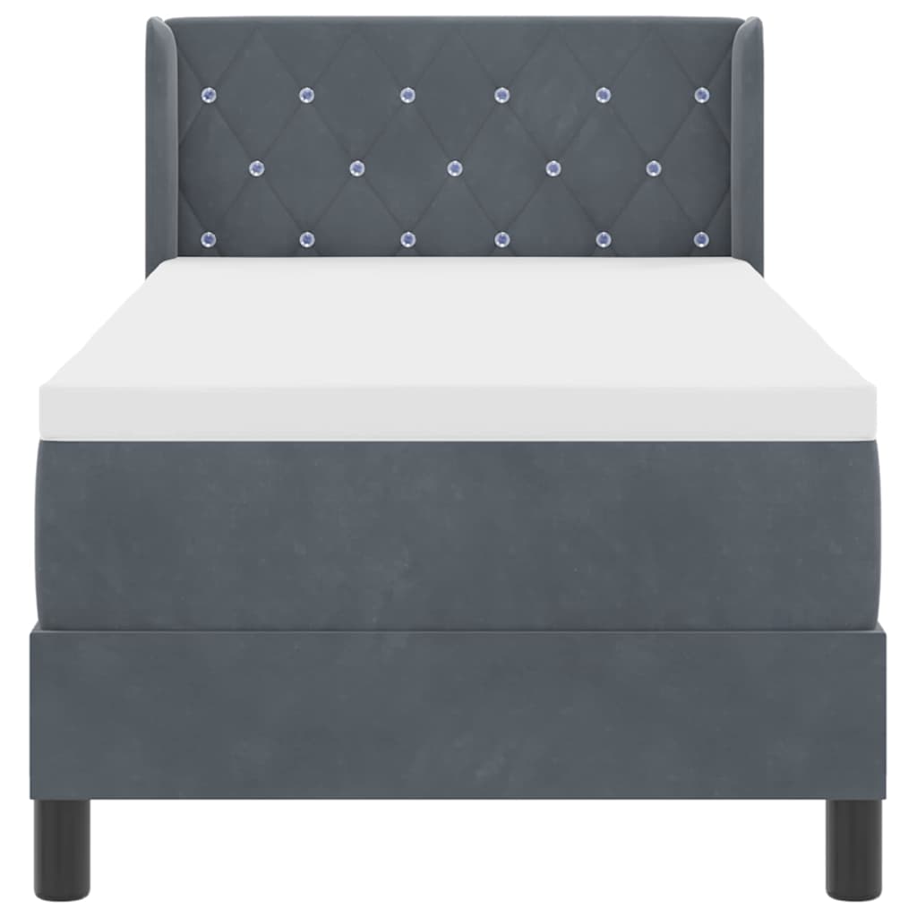 Postel S Boxspringem S Čelo Tmavě Šedá 200 X 80 Cm Samet