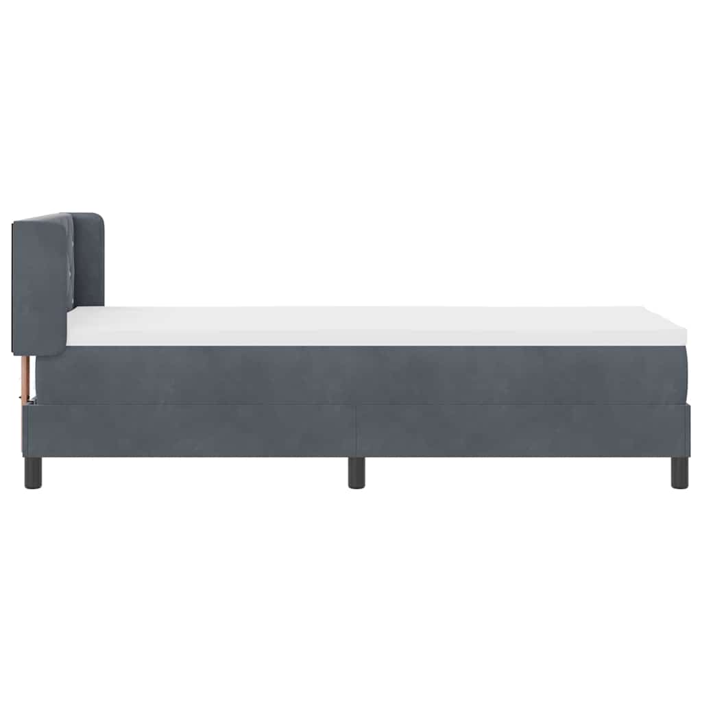 Postel S Boxspringem S Čelo Tmavě Šedá 200 X 80 Cm Samet