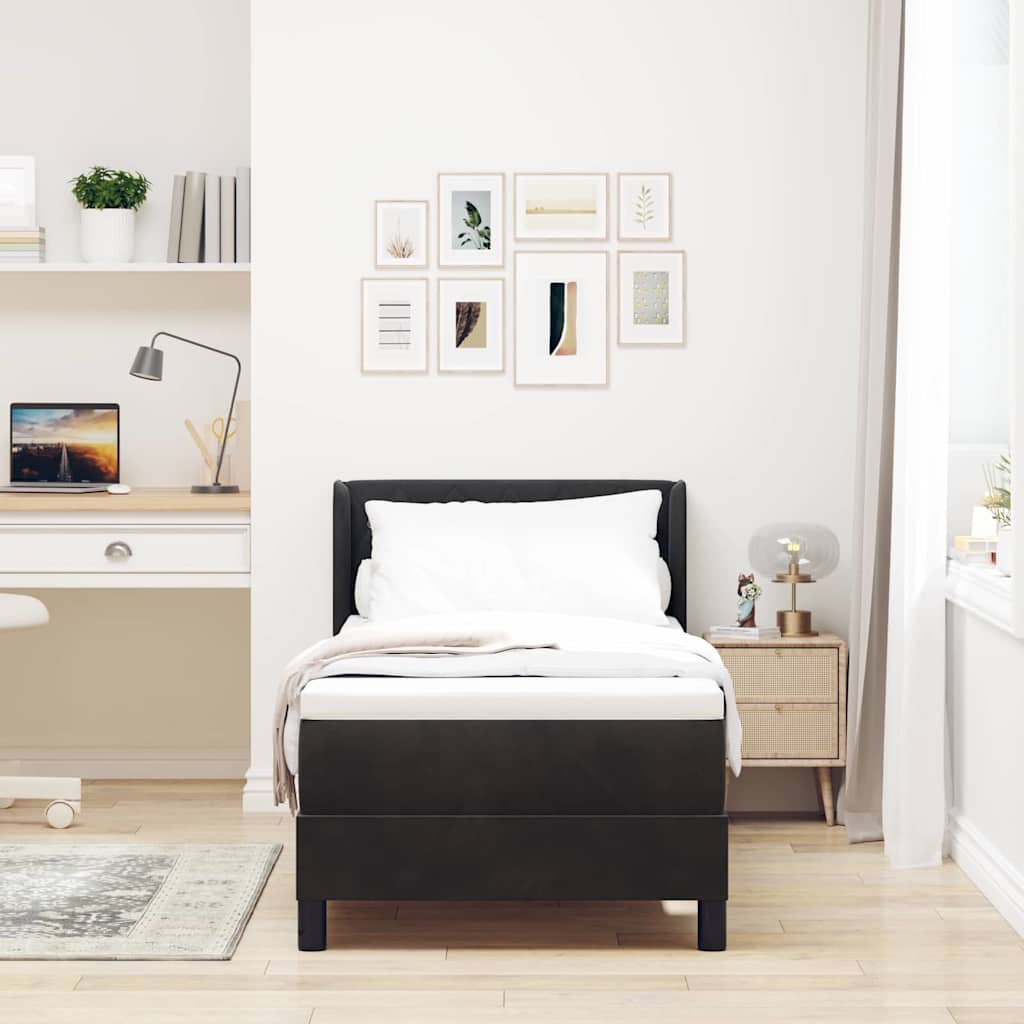 Postel S Boxspringem S Čelo Černý 200 X 80 Cm Samet