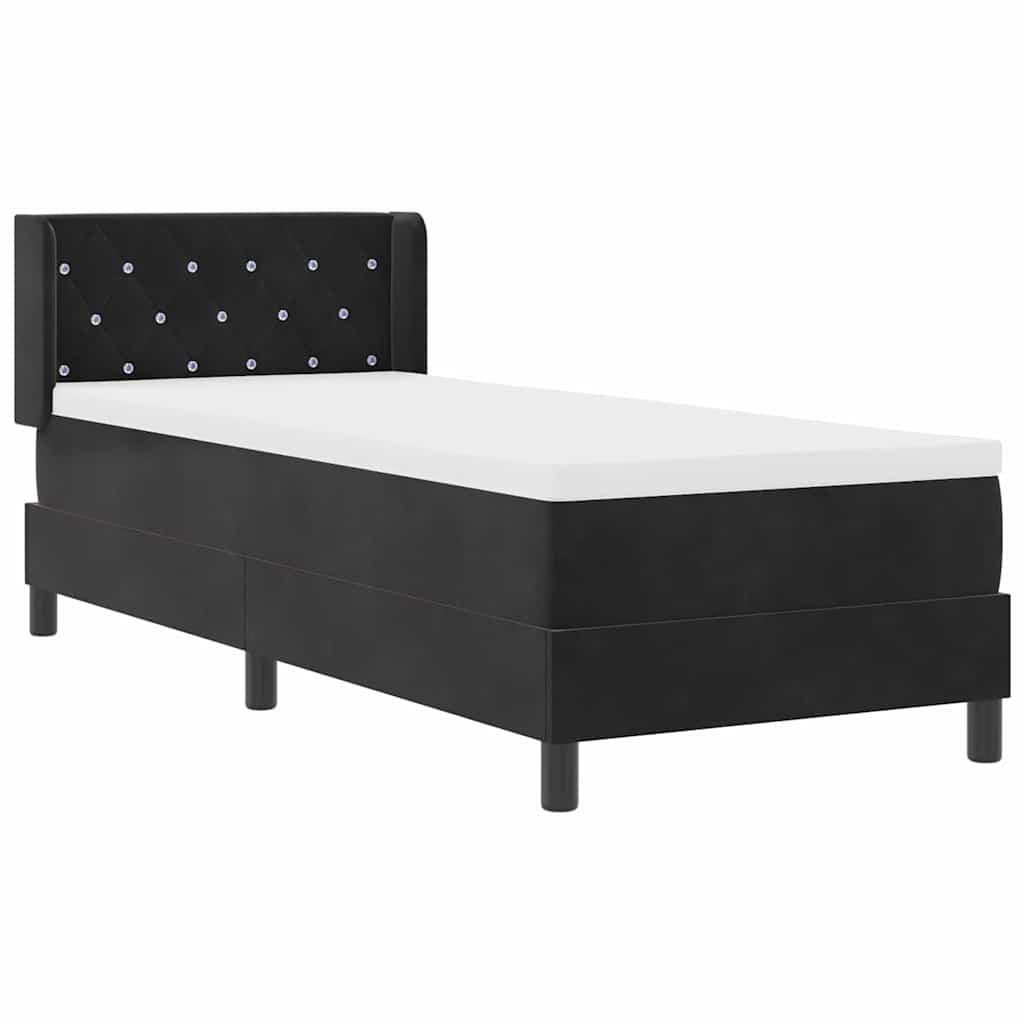 Postel S Boxspringem S Čelo Černý 200 X 80 Cm Samet