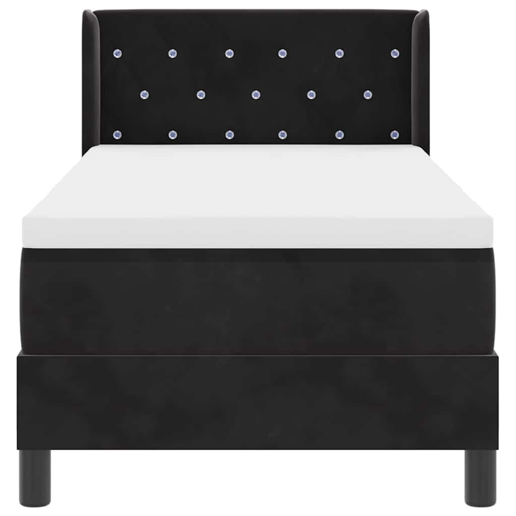 Postel S Boxspringem S Čelo Černý 200 X 80 Cm Samet