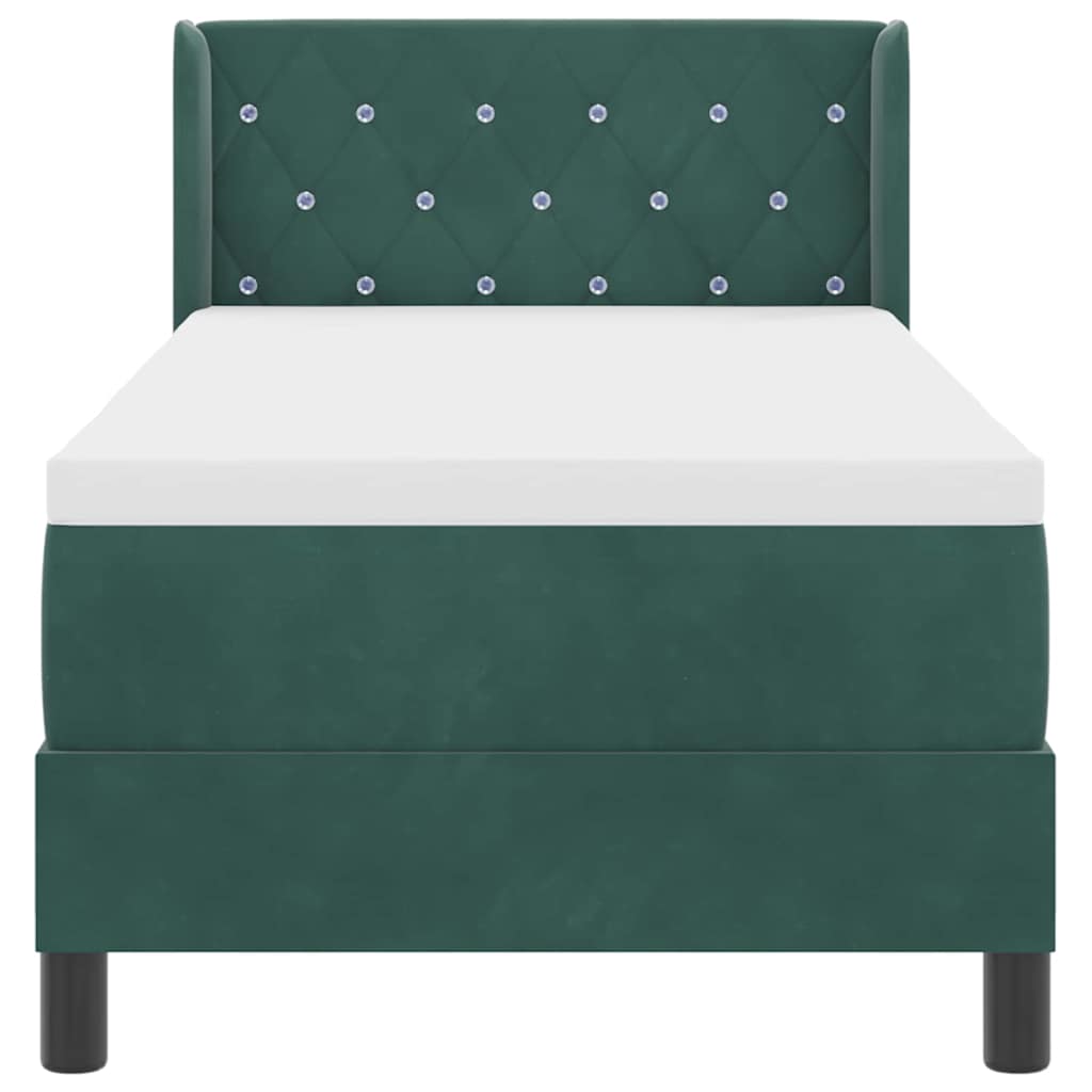Postel S Boxspringem S Čelo Tmavě Zelená 200 X 80 Cm Samet