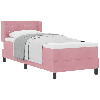 Postel S Boxspringem S Čelo Růžová 200 X 80 Cm Samet
