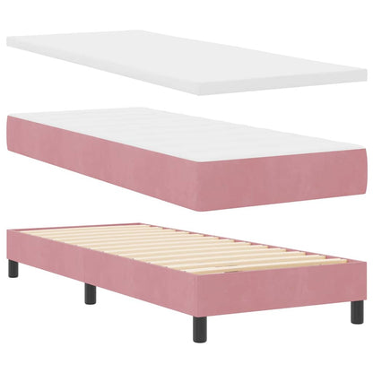 Postel S Boxspringem S Čelo Růžová 200 X 80 Cm Samet