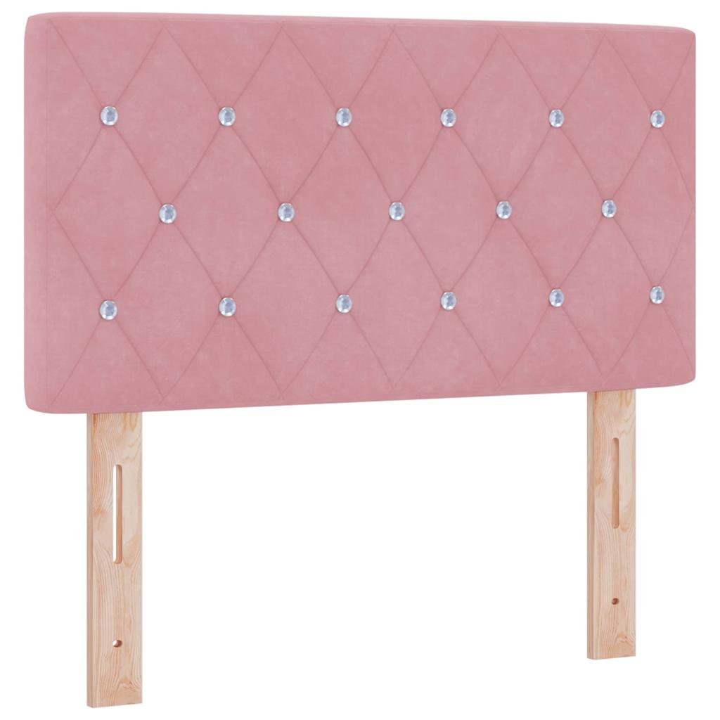 Postel S Boxspringem S Čelo Růžová 200 X 80 Cm Samet